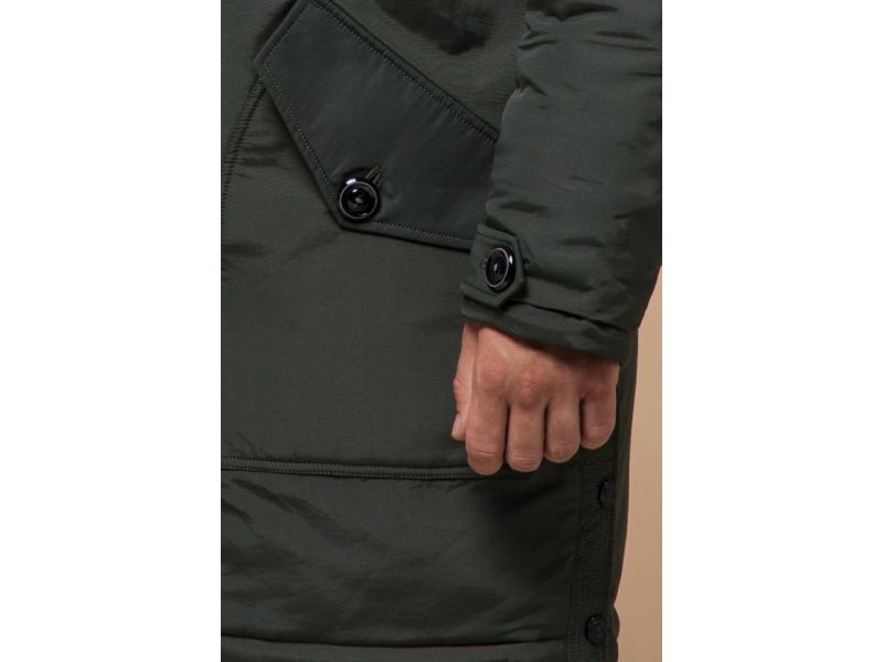 Зимняя мужская парка цвета хаки модель 96120, фото 6