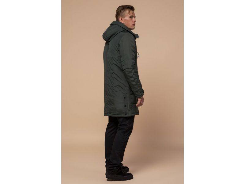 Зимняя мужская парка цвета хаки модель 96120, фото 5