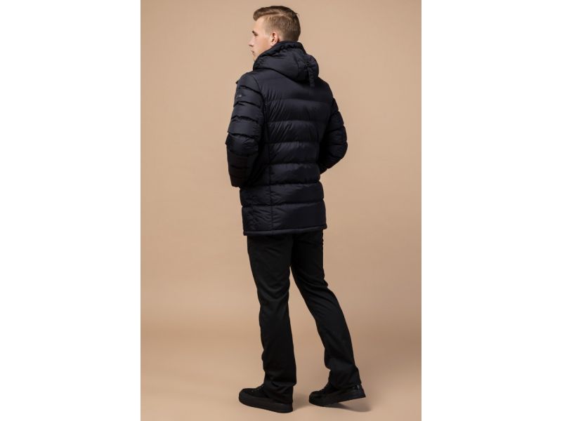 Куртка мужская черная комфортная зимняя модель 11726, фото 5