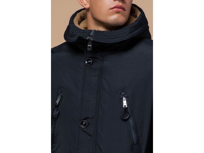 Черно-синяя парка мужская зимняя модель 96120, фото 6