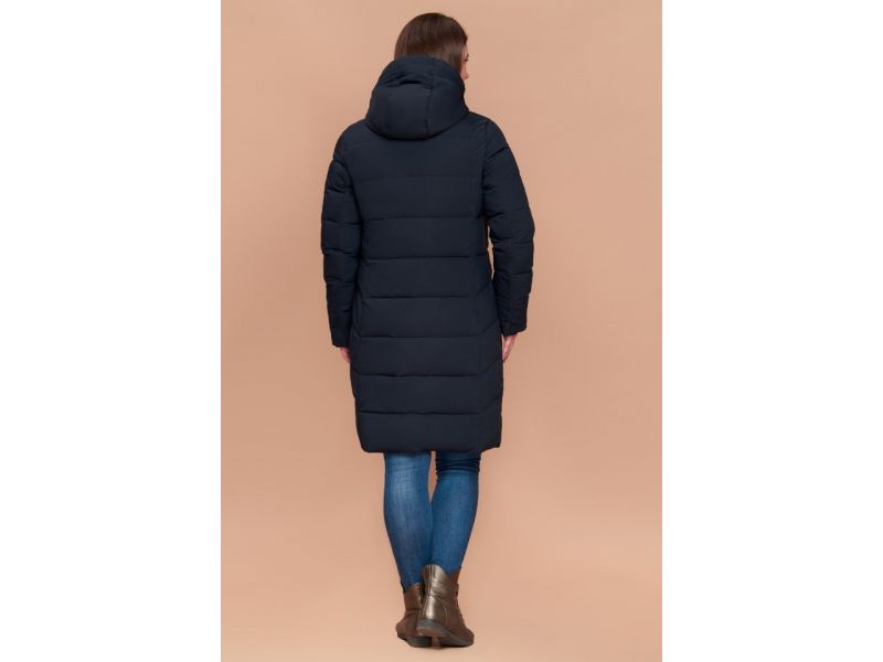 Пуховик зимний большого размера женский цвет темно-синий модель 25525, фото 5