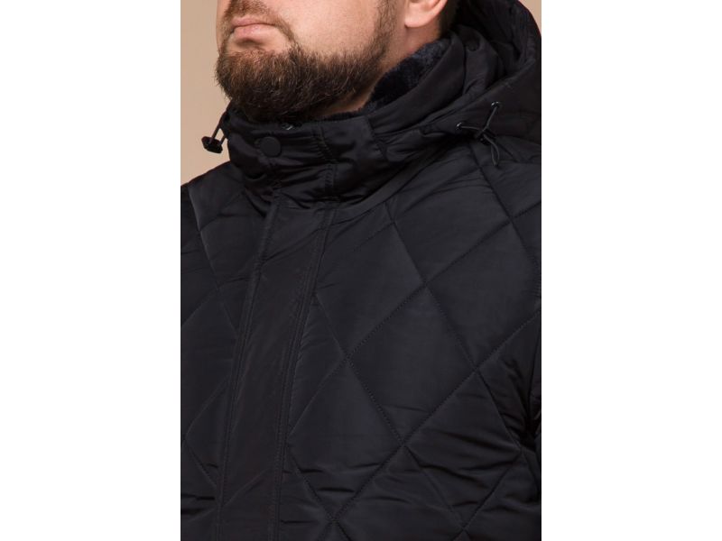 Черная мужская куртка с водозащитным покрытием на зиму модель 19121, фото 6