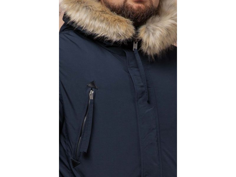 Зимняя синяя парка мужская на молнии модель 13475, фото 6