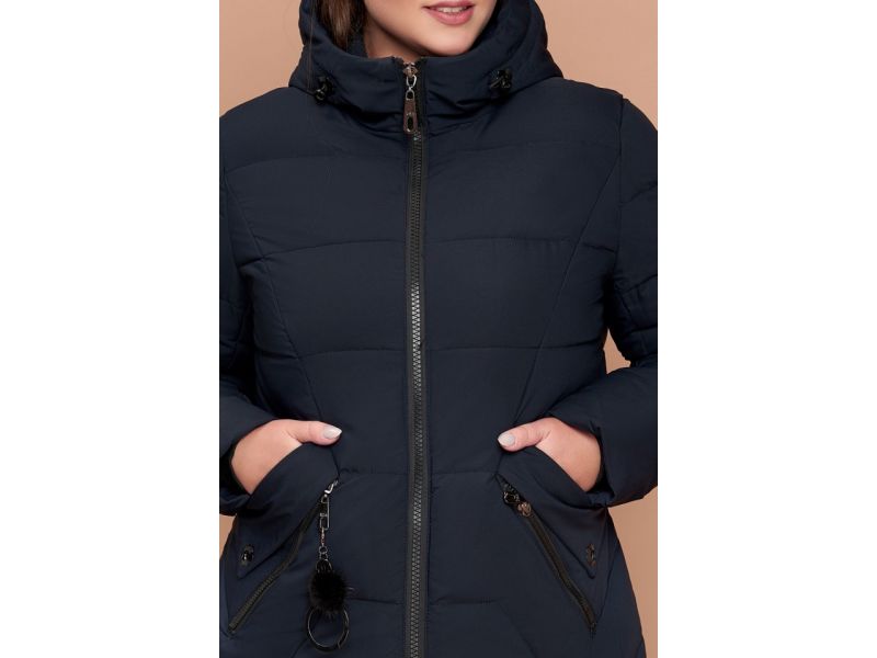 Пуховик зимний большого размера женский цвет темно-синий модель 25525, фото 6