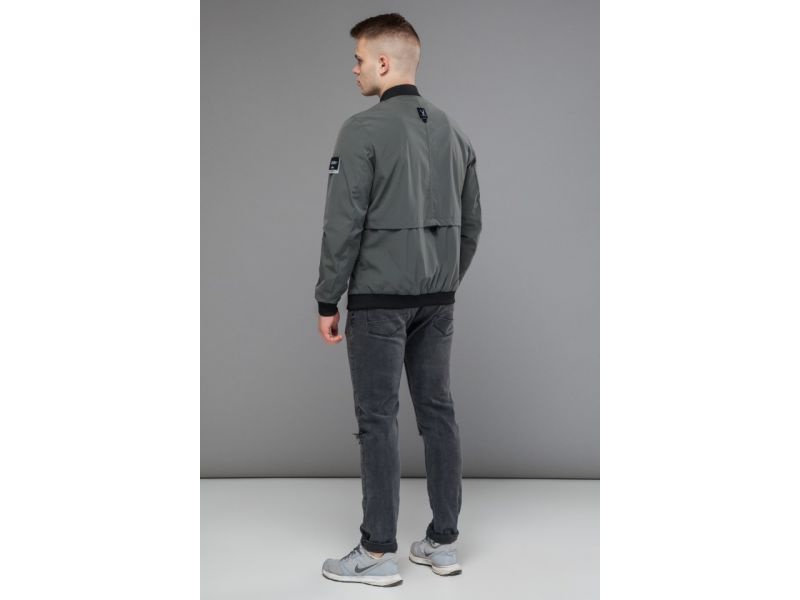 Серый легкий молодежный осенне-весенний бомбер мужской модель 25572, фото 5