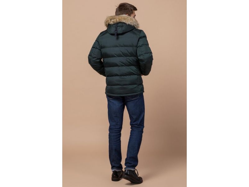 Темно-зеленая зимняя мужская куртка с манжетами модель 18540, фото 5