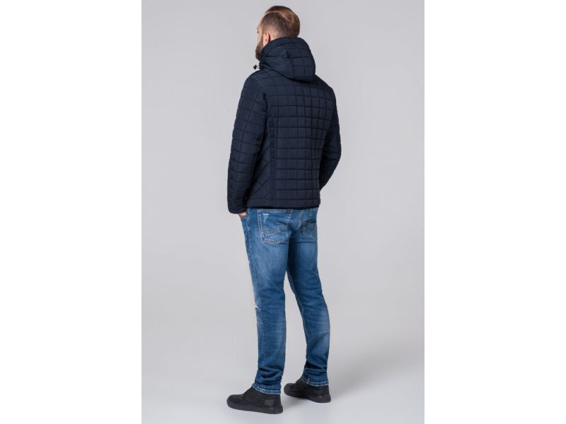 Синяя куртка мужская осенне-весенняя с капюшоном модель 2475, фото 5