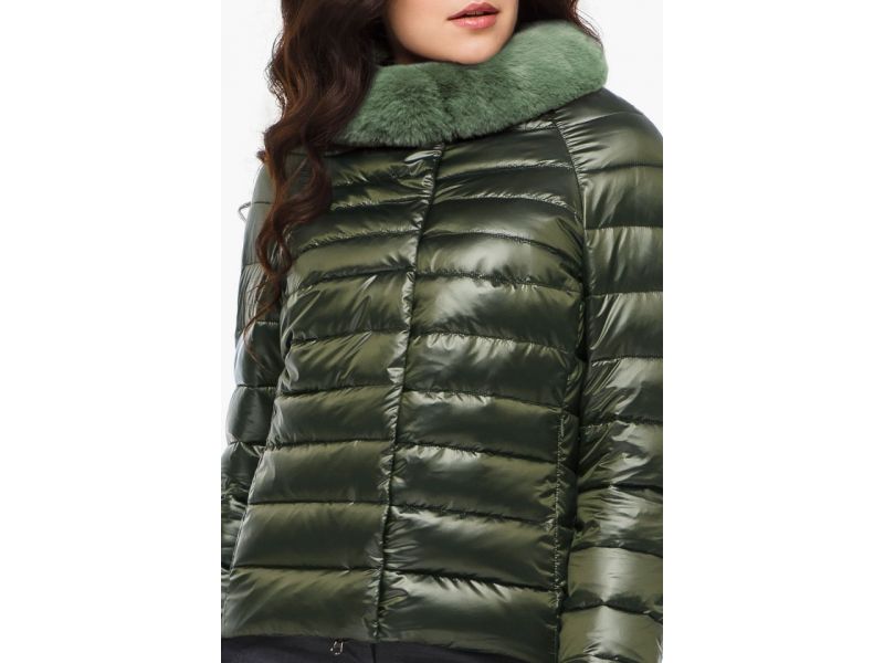 Воздуховик осенне-весенний удобный женский цвет темный хаки модель 40267, фото 6