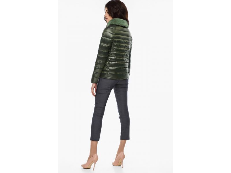 Воздуховик осенне-весенний удобный женский цвет темный хаки модель 40267, фото 5