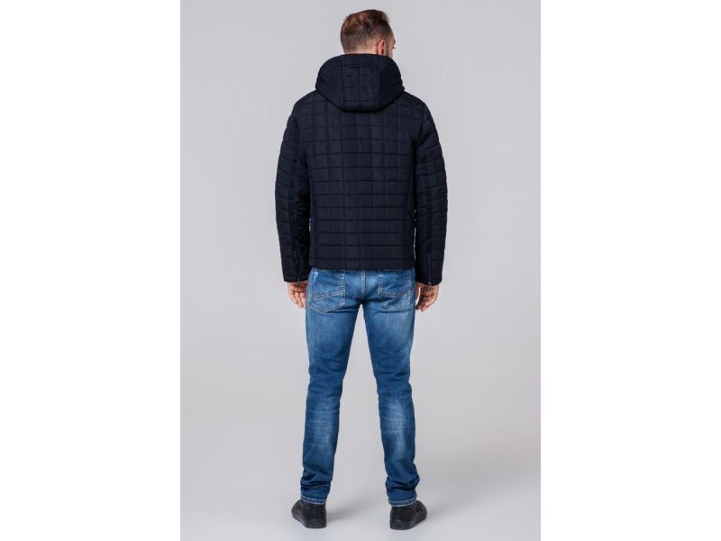 Темно-синяя куртка мужская осенне-весенняя короткая модель 2475, фото 5