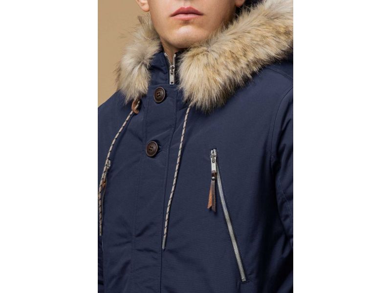 Синяя зимняя короткая парка для мужчин модель 14015, фото 6