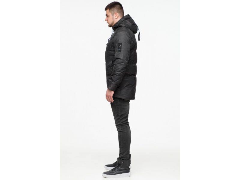Черная зимняя дизайнерская мужская куртка молодежная модель 25060, фото 5