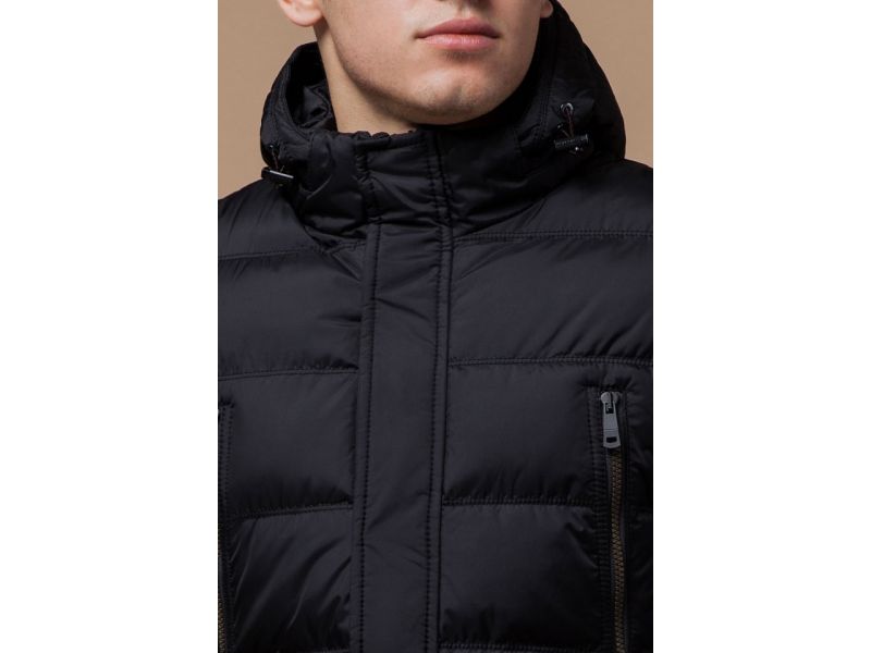 Черная мужская куртка зимняя с качественной фурнитурой модель 13542, фото 6