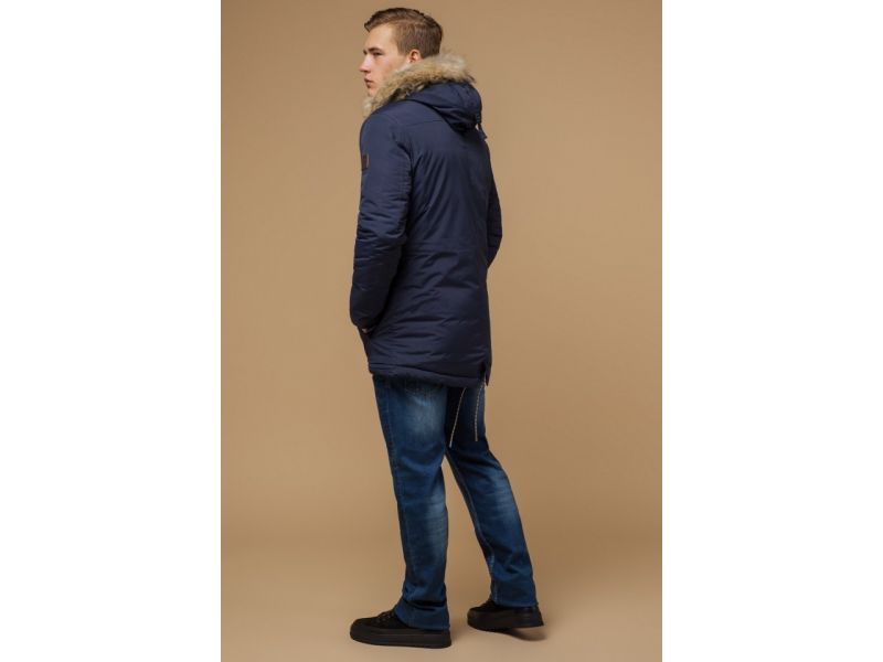 Синяя зимняя короткая парка для мужчин модель 14015, фото 5