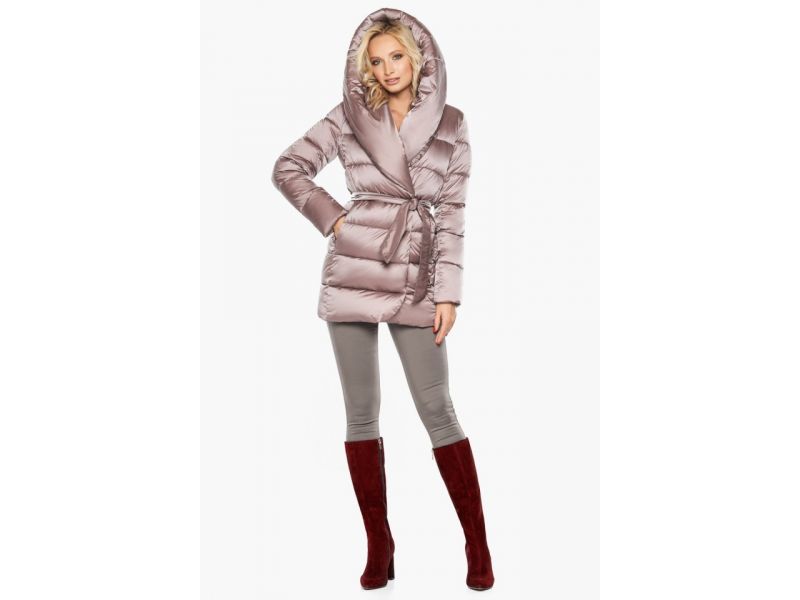 Воздуховик зимний женский пудрового цвета модель 31064, фото 5