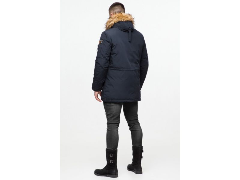 Темно-синяя парка мужская молодежная на зиму модель 25520, фото 6