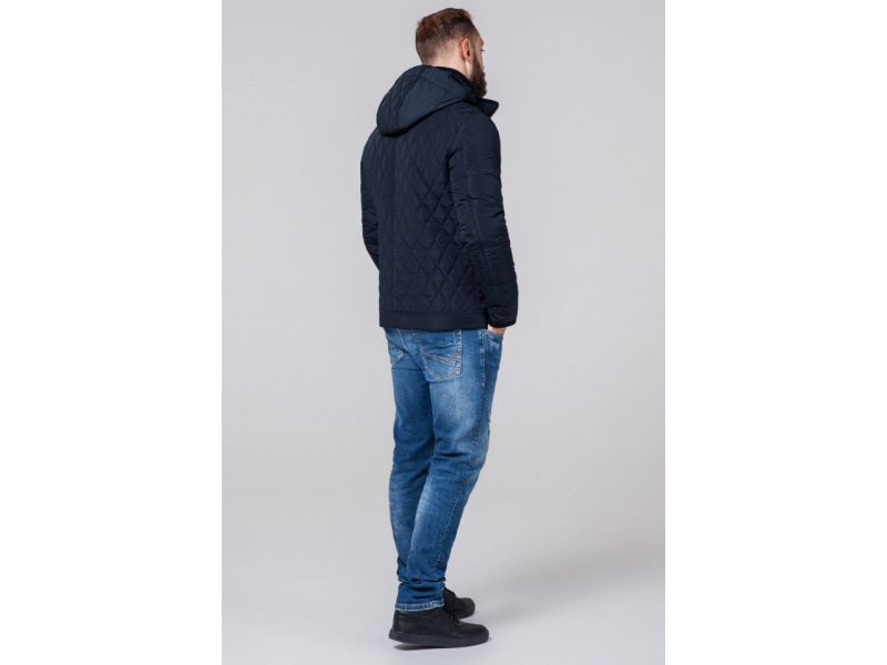 Куртка мужская осенне-весенняя на молнии синяя модель 2686, фото 5