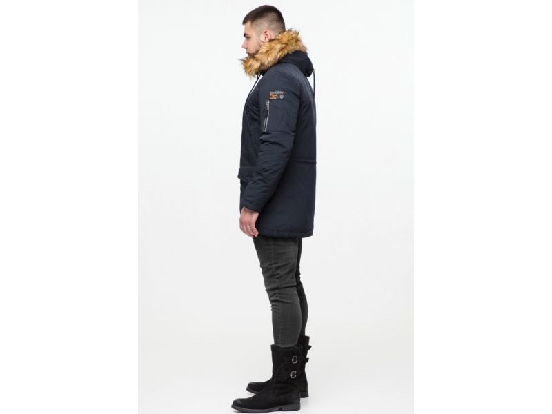 Темно-синяя парка мужская молодежная на зиму модель 25520, фото 5