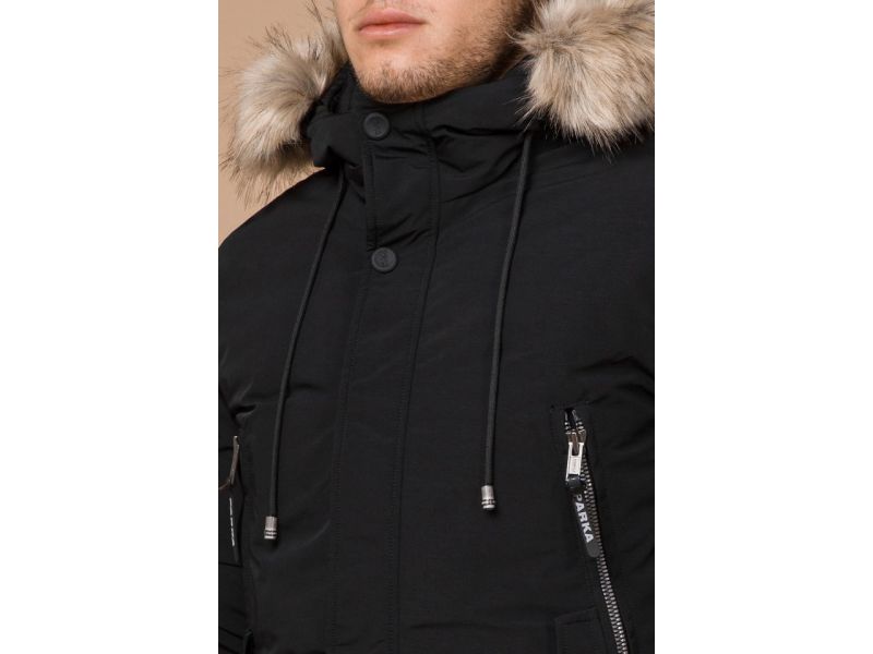 Мужская зимняя парка цвет черный модель 20758, фото 6