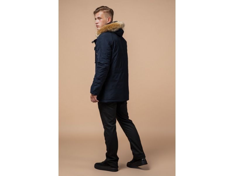 Зимняя парка синего цвета мужская модель 1673, фото 5