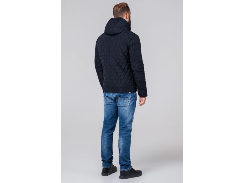 Темно-синяя куртка мужская короткая осенне-весенняя модель 2686, фото 5