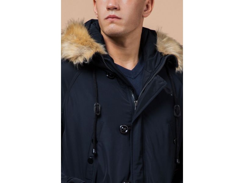 Зимняя парка синего цвета мужская модель 1673, фото 6