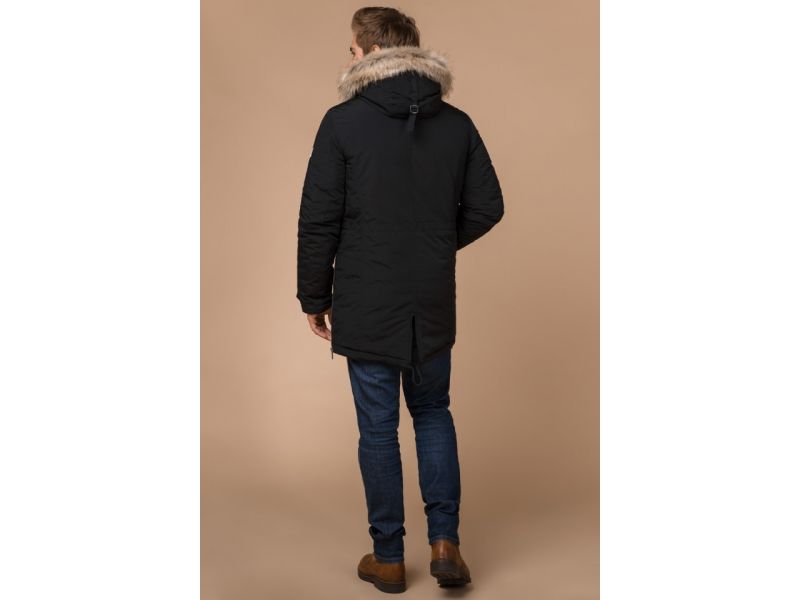 Мужская зимняя парка цвет черный модель 20758, фото 5