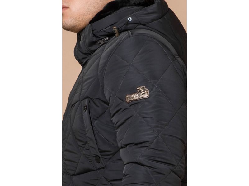 Графитовая мужская куртка с манжетами зимняя модель 44842, фото 6