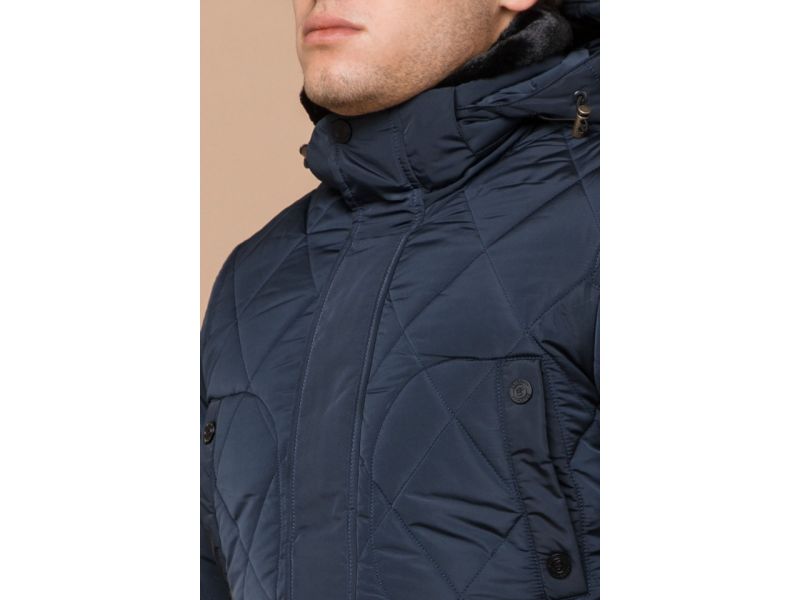 Светло-синяя зимняя куртка качественного пошива мужская модель 44842, фото 6