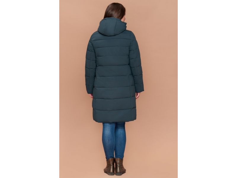 Зимний пуховик бирюзовый большого размера женский модель 25015, фото 5