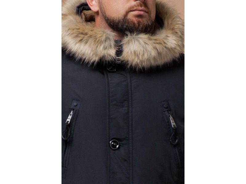 Парка мужская черно-синяя зимняя модель 91660, фото 6