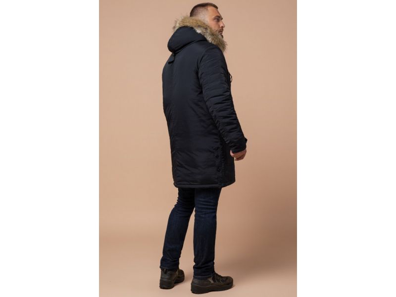 Парка мужская черно-синяя зимняя модель 91660, фото 5
