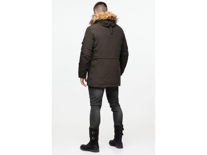 Парка мужская цвета кофе молодежная зимняя модель 25520, фото 6