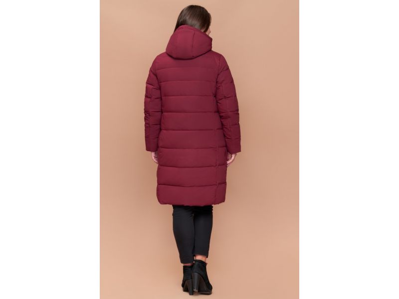 Зимний женский бордовый пуховик большого размера модель 25015, фото 5