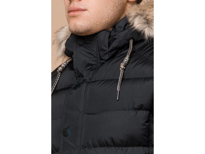 Графитовая трендовая мужская куртка на зиму модель 16115, фото 6