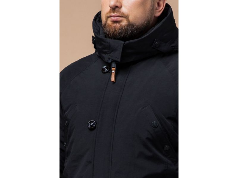 Мужская черная парка зимняя с кулиской модель 2694, фото 6