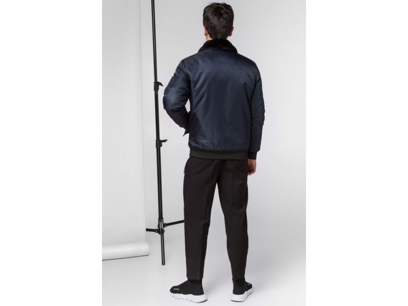 Темно-синий мужской осенне-весенний бомбер молодежный модель 52121, фото 5