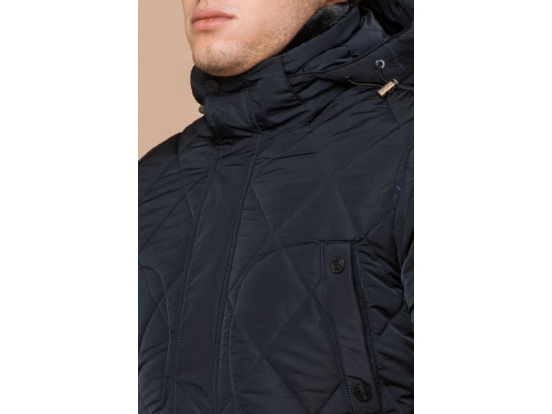 Темно-синяя мужская куртка оригинального дизайна зимняя модель 44842, фото 6