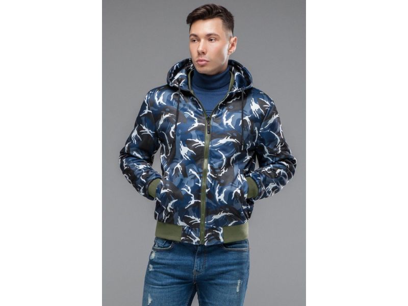 Бомбер двусторонний мужской молодежный осенне-весенний цвета хаки модель 32898, фото 7