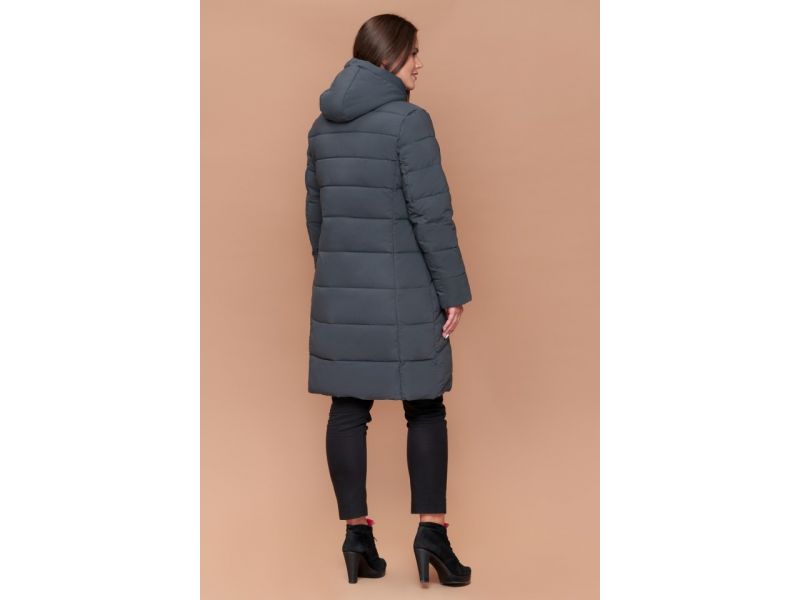 Женский пуховик большого размера зимний цвет серо-зеленый модель 25015, фото 5