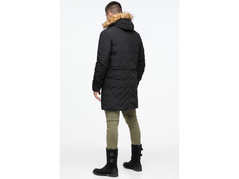 Черная мужская молодежная парка зимняя с опушкой модель 25690, фото 6