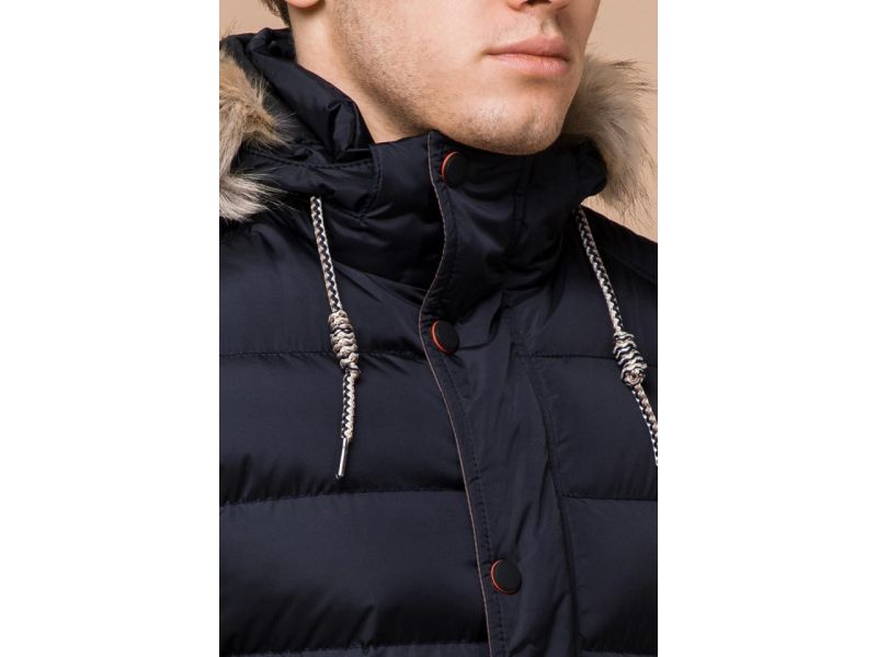 Сине-черная мужская зимняя куртка с карманами модель 16115, фото 6