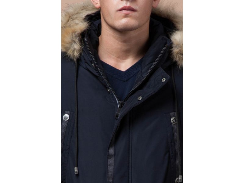 Синяя качественная мужская зимняя парка модель 27830, фото 6
