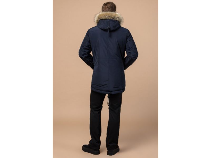 Синяя качественная мужская зимняя парка модель 27830, фото 5