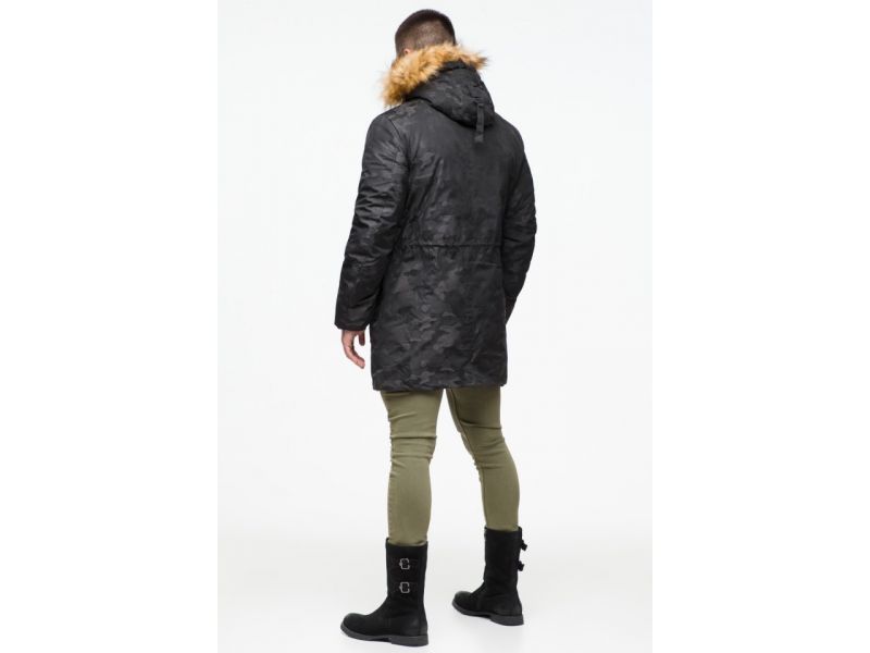 Молодежная мужская черная парка дизайнерская зимняя модель 25500, фото 6