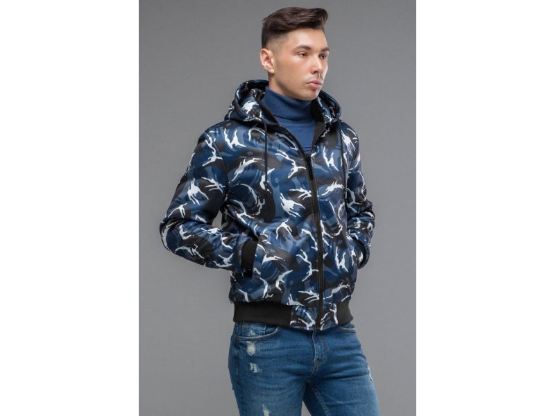 Черный мужской осенне-весенний двусторонний бомбер молодежный модель 32898, фото 7