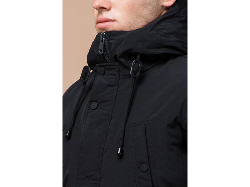 Черная зимняя мужская парка оригинального дизайна модель 36640, фото 6