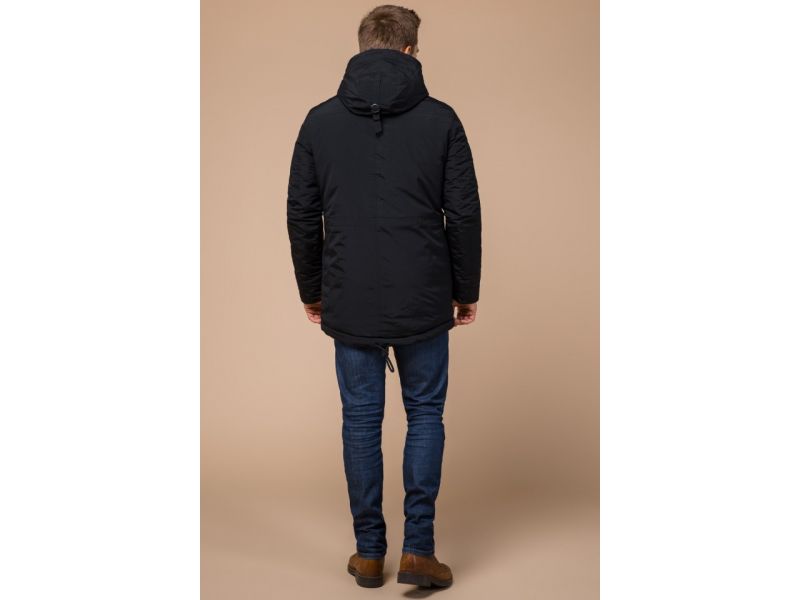 Черная зимняя мужская парка оригинального дизайна модель 36640, фото 5