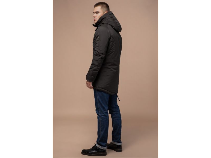 Парка коричневая мужская с прорезными карманами зимняя модель 3587, фото 5