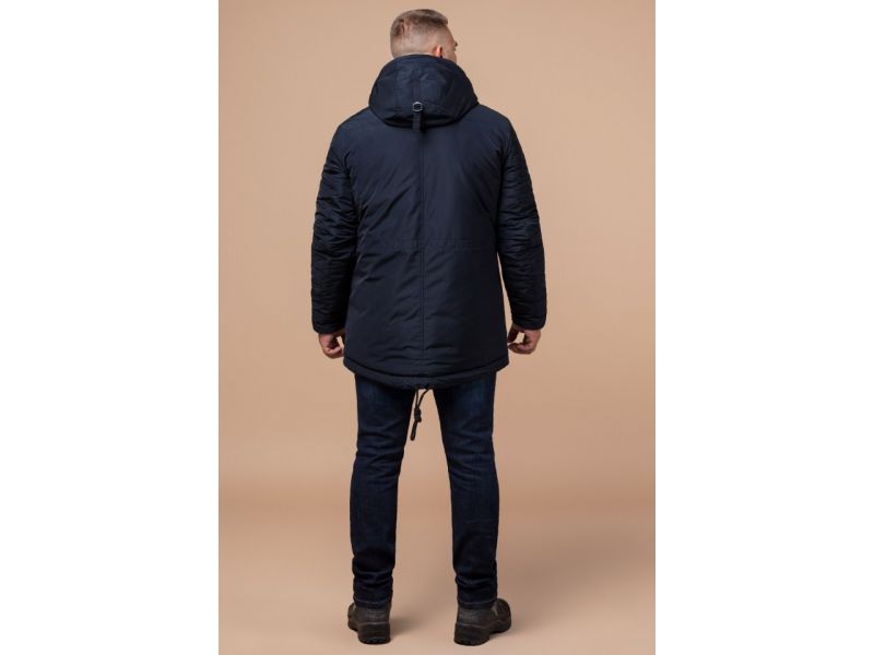 Синяя парка мужская качественного пошива на зиму модель 38830, фото 5